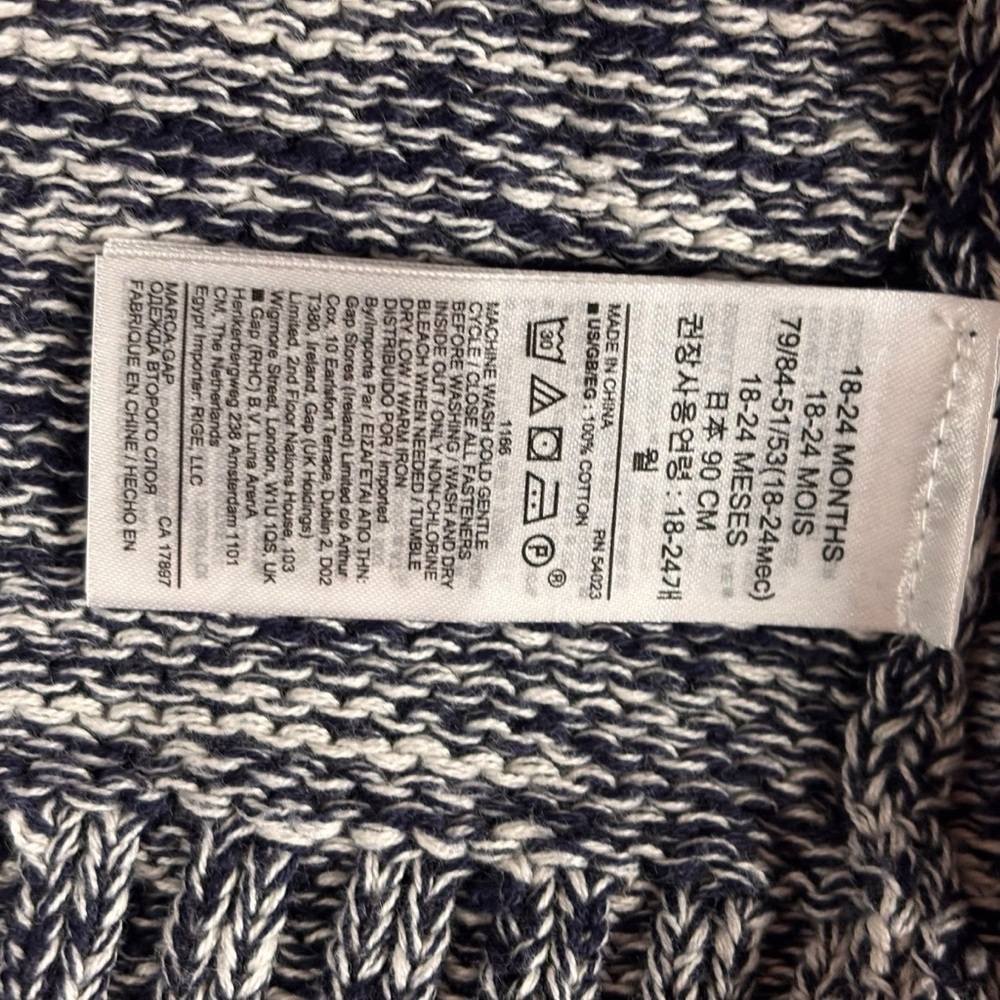 Baby Gap Navy Marled Zip-Front Sweater – 18–24 Months - Picture 4 of 6